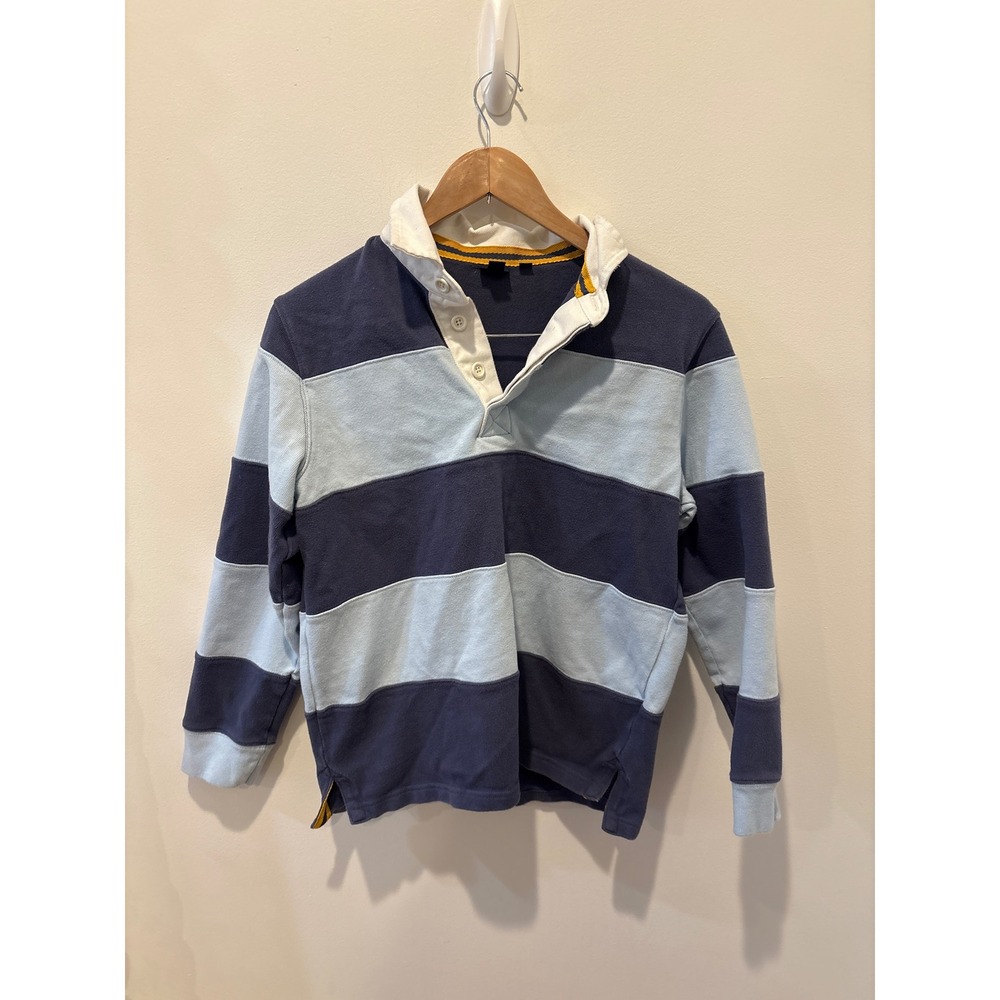 Mini Boden Rugby Shirt Long Sleeve Blue Light‎ Blue Stripe Size 11-12